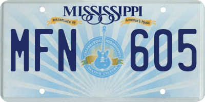 MS license plate MFN605