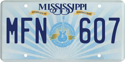 MS license plate MFN607