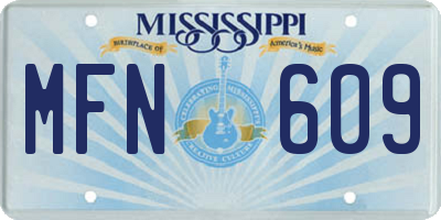 MS license plate MFN609