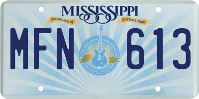 MS license plate MFN613