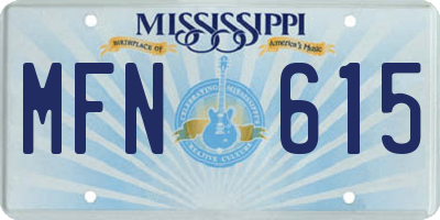 MS license plate MFN615