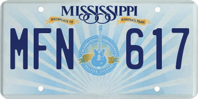 MS license plate MFN617