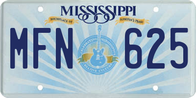 MS license plate MFN625