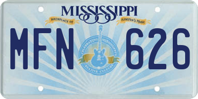 MS license plate MFN626