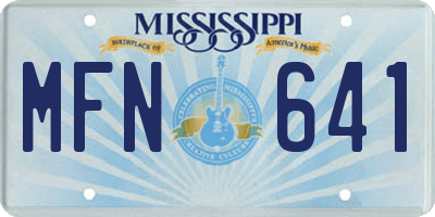 MS license plate MFN641