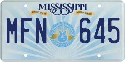 MS license plate MFN645