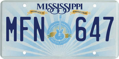 MS license plate MFN647