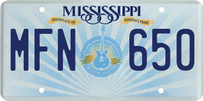 MS license plate MFN650