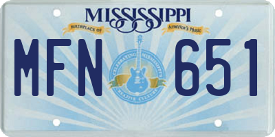 MS license plate MFN651