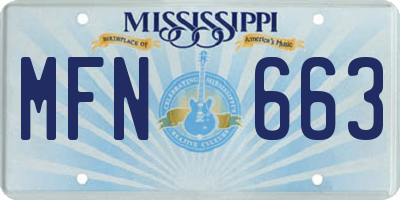 MS license plate MFN663