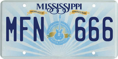 MS license plate MFN666