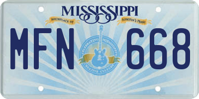 MS license plate MFN668