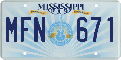 MS license plate MFN671
