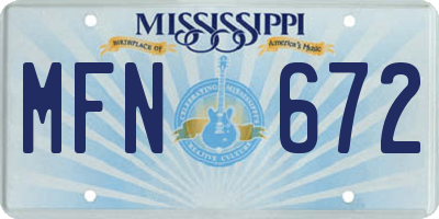 MS license plate MFN672