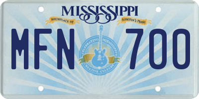 MS license plate MFN700