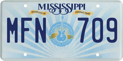 MS license plate MFN709