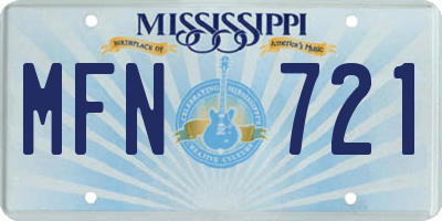 MS license plate MFN721