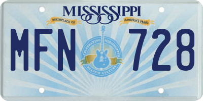 MS license plate MFN728