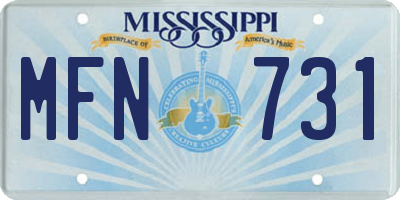 MS license plate MFN731