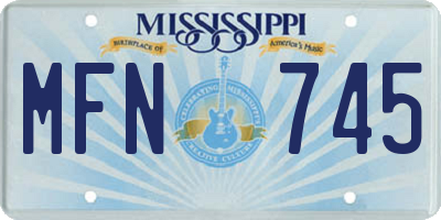 MS license plate MFN745