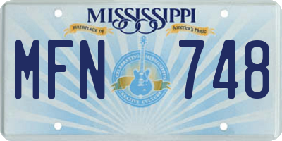 MS license plate MFN748