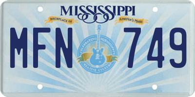 MS license plate MFN749