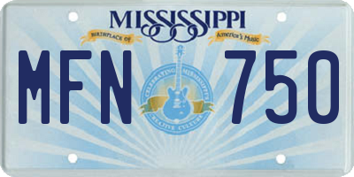 MS license plate MFN750