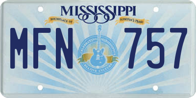 MS license plate MFN757