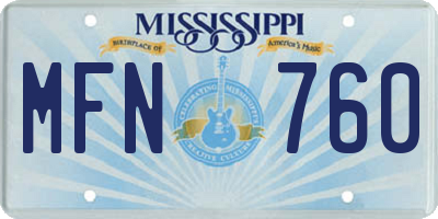 MS license plate MFN760