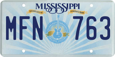 MS license plate MFN763