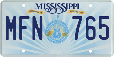 MS license plate MFN765