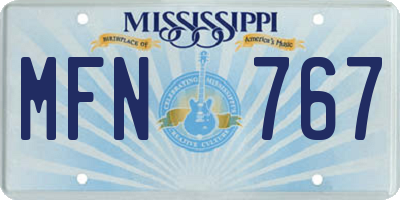 MS license plate MFN767