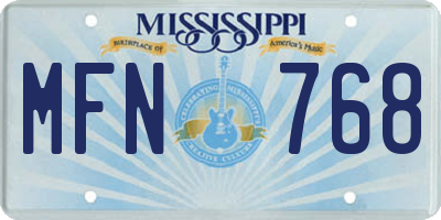 MS license plate MFN768