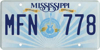 MS license plate MFN778