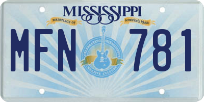 MS license plate MFN781