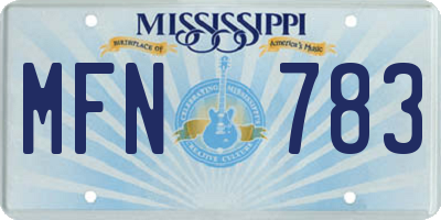 MS license plate MFN783