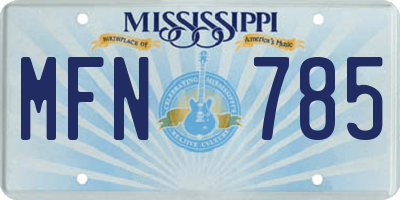 MS license plate MFN785