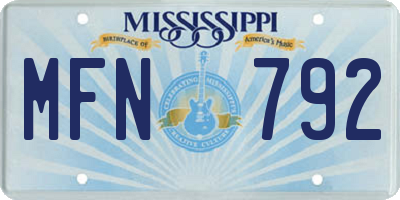 MS license plate MFN792