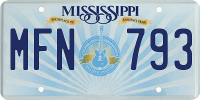 MS license plate MFN793