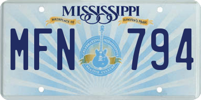 MS license plate MFN794