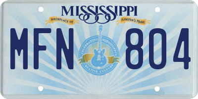 MS license plate MFN804