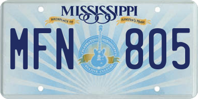 MS license plate MFN805