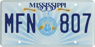 MS license plate MFN807