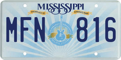 MS license plate MFN816