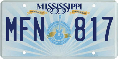 MS license plate MFN817