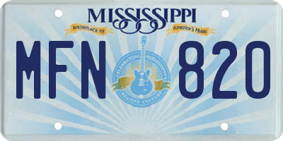MS license plate MFN820