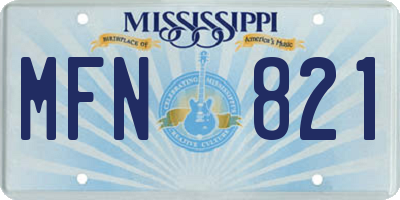 MS license plate MFN821