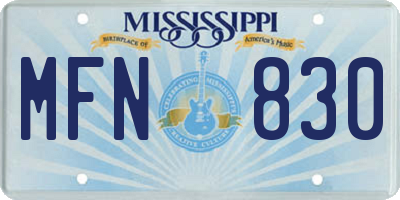 MS license plate MFN830