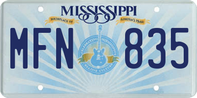 MS license plate MFN835