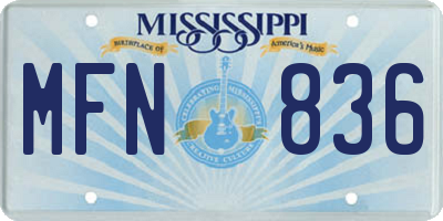 MS license plate MFN836